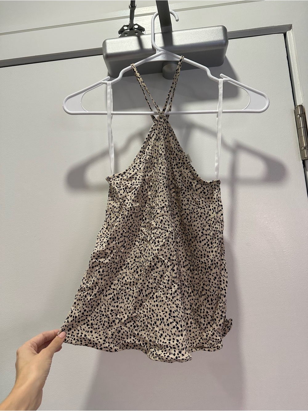 American Eagle Outfitters Beige and Black Spotted Halter Cami